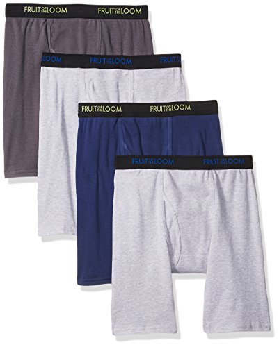 Fruit of the Loom Herren 4-Pack Premium Dri-Stretch Boxer Brief Retroshorts, schwarz/grau, Medium (4er Pack) von Fruit of the Loom