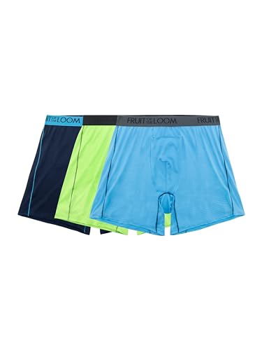 Fruit of the Loom Herren 4-Way Stretch Boxer Briefs | Lightweight & Moisture Wicking Underwear | Long, Regular Leg & Trunk Retroshorts, Kühlkanäle, 3er-Pack, Farben können variieren, X-Large von Fruit of the Loom
