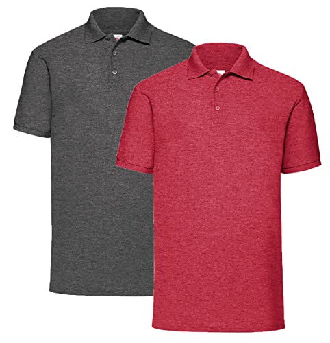 Fruit of the Loom Herren 65/35 Poloshirt, 1x Dark Heather + 1x Vintage Heather Red + 1HL Kauf Notizblock, L Fruit of the Loom Herren 65/35 Poloshirt, 1x Dark Heather + 1x Vintage Heather Red + 1HL Kauf Notizblock, L von Fruit of the Loom