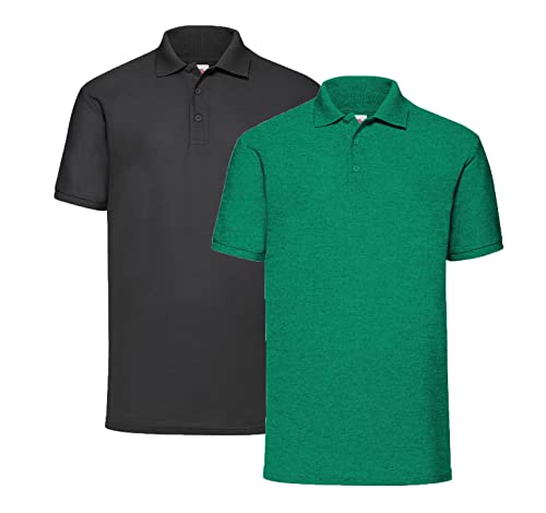 Fruit of the Loom Herren 65/35 Poloshirt, 1x Schwarz + 1x Retro Heather Green + 1HL Kauf Notizblock, M Fruit of the Loom Herren 65/35 Poloshirt, 1x Schwarz + 1x Retro Heather Green + 1HL Kauf Notizblock, M von Fruit of the Loom
