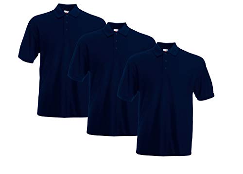 Fruit of the Loom Herren 63-402-0 Polohemd, dunkelblau, L (3er Pack) von Fruit of the Loom