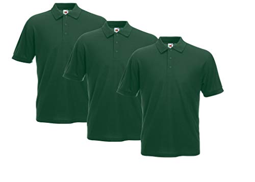 Fruit of the Loom Herren 65/35 Poloshirt, Flaschengrün, L (3er Pack) von Fruit of the Loom