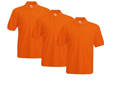 Fruit of the Loom Herren 63-402-0 Polohemd, Orange, L (3er Pack) von Fruit of the Loom