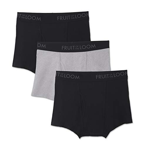 Fruit of the Loom Herren Atmungsaktive Unterwäsche Retroshorts, Kurzes Bein – Baumwollgewebe – 3er-Pack – schwarz/grau, X-Large von Fruit of the Loom