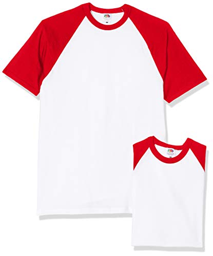 Fruit of the Loom Herren Baseball T_117.01 T-Shirt, Weiß (White/Red 054), Medium von Fruit of the Loom