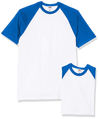 Fruit of the Loom Herren Baseball T_117.01 T-Shirt, Weiß (White/Royal 053), Medium von Fruit of the Loom