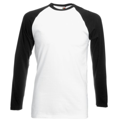 Fruit of the Loom Herren Baseball T-Shirt, Mehrfarbig (White/Black), (Herstellergröße: XX-Large) von Fruit of the Loom