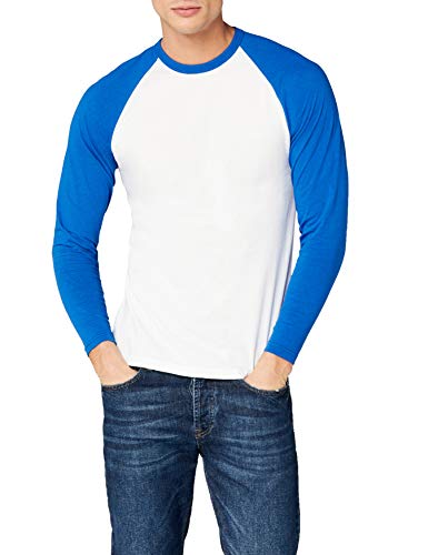 Fruit of the Loom Herren Baseball T-Shirt, Mehrfarbig (White/Royal), (Herstellergröße: XX-Large) von Fruit of the Loom