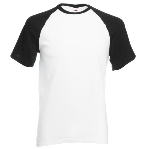 Fruit of the Loom Herren Baseball T-Shirt, kurzärmlig (3XL) (Weiß/Schwarz) von Fruit of the Loom