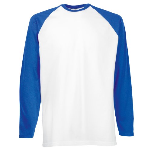 Valueweight Langarm Baseball T - Farbe: White/Royal - Größe: 3XL von Fruit of the Loom