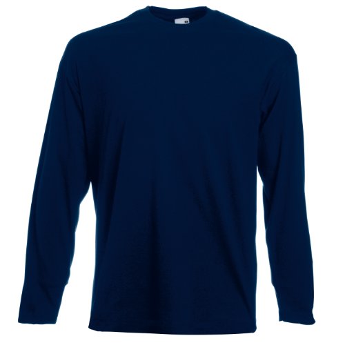 Fruit of the Loom Herren Basic Shirt Langarm – Qualität/Preis Blau blau - marineblau dunkel XL von Fruit of the Loom