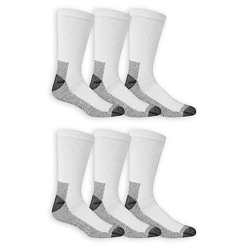 Fruit of the Loom Herren Best Fit Work Gear Heavy Duty Crew Socken mit Dual Defense (6er-Pack), Weiß, Größe M (39-47), Weiß, 6-12 von Fruit of the Loom