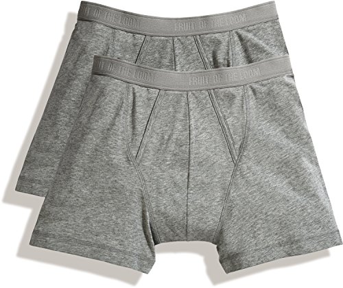 Fruit of the Loom Herren Boxershort 2 er Pack 170207, Gr. 4 (S), Grau (L2 Light Grey Marl) von Fruit of the Loom