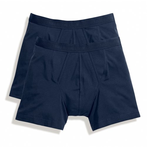 Fruit of the Loom Herren Classic Boxer 2 Pack Boxershorts, Blickdicht, Blau (UN Underwear Navy), 4 (S) (2er Pack) von Fruit of the Loom