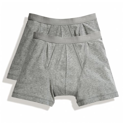 Fruit of the Loom Herren Classic Boxer 2 Pack Boxershorts, Blickdicht, Grau (L2 Light Grey Marl), 4 (S) (2er Pack) von Fruit of the Loom