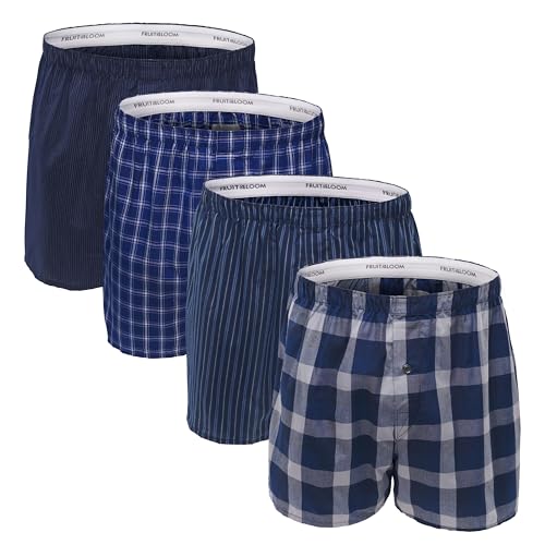Fruit of the Loom Herren Hochwertige Unterwäsche aus Baumwolle Ohne Etikett (Regular & Big Man) Boxershorts, Blues, Medium (4er Pack) von Fruit of the Loom