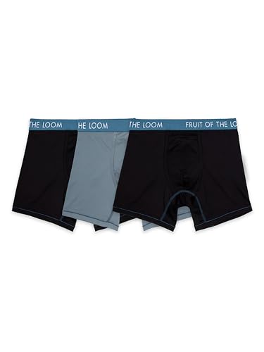 Fruit of the Loom Herren-Boxershorts, leichtes, atmungsaktives Gewebe, schnell trocknend und geruchshemmend, Normales Bein Schwarz/Grau, X-Large Fruit of the Loom Herren-Boxershorts, leichtes, atmungsaktives Gewebe, schnell trocknend und geruchshemmend, Normales Bein Schwarz/Grau, X-Large von Fruit of the Loom