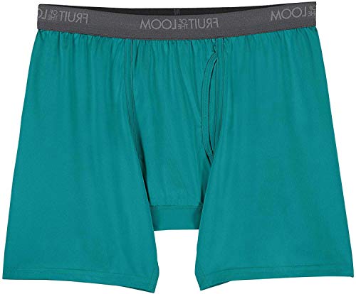 Fruit of the Loom Herren 360 Stretch-Boxershorts (schnell trocknend und feuchtigkeitsableitend) Retroshorts, Regular Leg-Micro Stretch-5er-Pack Grün/Marineblau/Grau, M von Fruit of the Loom