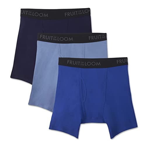 Fruit of the Loom Herren Atmungsaktive Boxershorts, feuchtigkeitsableitende Unterwäsche, Multipacks Retroshorts, Baumwoll-Mesh-Blau, Small (3er Pack) von Fruit of the Loom