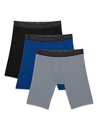 Fruit of the Loom Herren Atmungsaktive Boxershorts, Feuchtigkeitsableitende, Verschiedene, Multipacks Unterwäsche, Langes Bein – Mikro-Mesh – Farben können variieren, Large (3er Pack) von Fruit of the Loom