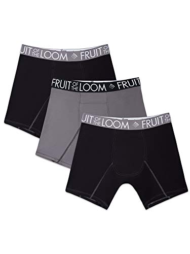 Fruit of the Loom Herren Atmungsaktive Unterwäsche mit Tri-Cool-Technologie Retroshorts, Regular Leg – Performance Cooling – 3er-Pack – Schwarz/Grau, XXX-Large von Fruit of the Loom