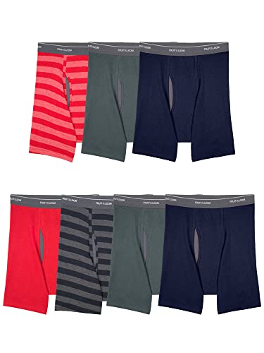 Fruit of the Loom Herren Coolzone Boxer Briefs, Moisture Wicking & Breathable, Assorted Color Multipacks Retroshorts, 7 Stück – Gestreift/Massiv, Medium (7er Pack) von Fruit of the Loom