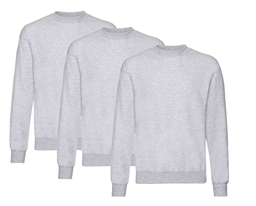 Fruit of the Loom Herren Classic Set In Sweat, 3 Pack Sweatshirt, 3X Grau + 1 HL Kauf Notizblock, 5XL (3er Pack) von Fruit of the Loom