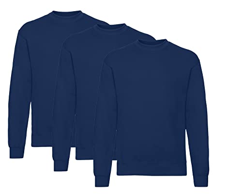 Fruit of the Loom Herren Classic Set In Sweat, 3 Pack Sweatshirt, 3X Navy + 1 HL Kauf Notizblock, 3XL (3er Pack) von Fruit of the Loom