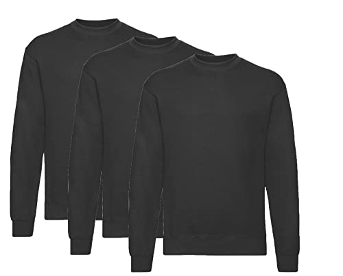 Fruit of the Loom Herren Classic Set In Sweat, 3 Pack Sweatshirt, 3X Schwarz + 1 HL Kauf Notizblock, 3XL (3er Pack) von Fruit of the Loom