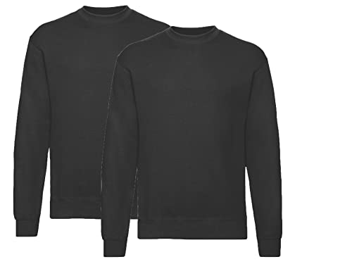 Fruit of the Loom Herren Classic Sweat (3XL, 2X Schwarz + 1x HL Kauf Notizblock) von Fruit of the Loom