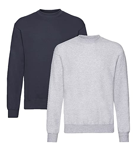 Fruit of the Loom Herren Classic Sweat - 1Deep Navy/1Grau + 1 HLKauf-Notizblock - Größe: XXL von Fruit of the Loom