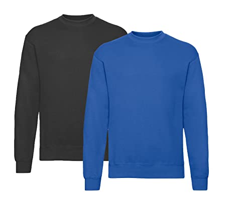 Fruit of the Loom Herren Classic Sweat - 1Schwarz/1Royal + 1 HLKauf-Notizblock - Größe: L von Fruit of the Loom