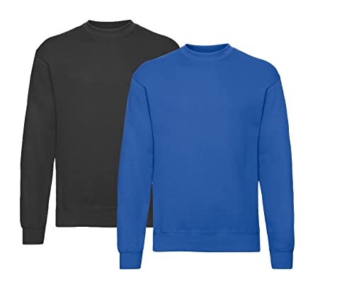 Fruit of the Loom Herren Classic Sweat - 1Schwarz/1Royal + 1 HLKauf-Notizblock - Größe: XXL von Fruit of the Loom