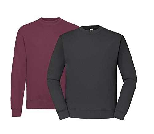 Fruit of the Loom Herren Classic Sweat -1x Burgund, 1x Graphit & 1x HLKauf Block - Größe: L von Fruit of the Loom