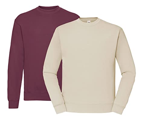 Fruit of the Loom Herren Classic Sweat -1x Burgund, 1x Natural & 1x HLKauf Block - Größe: L von Fruit of the Loom