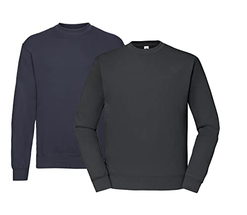 Fruit of the Loom Herren Classic Sweat -1x Deep Navy, 1x Graphit & 1x HLKauf Block - Größe: L von Fruit of the Loom