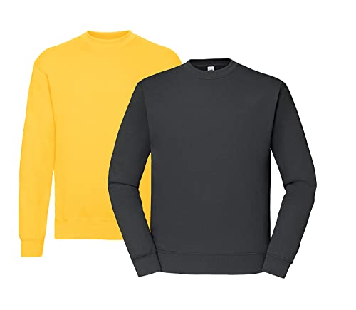 Fruit of the Loom Herren Classic Sweat -1x Gelb, 1x Graphit & 1x HLKauf Block - Größe: L von Fruit of the Loom