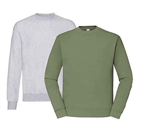 Fruit of the Loom Herren Classic Sweat -1x Grau, 1x Olive & 1x HLKauf Block - Größe: L von Fruit of the Loom