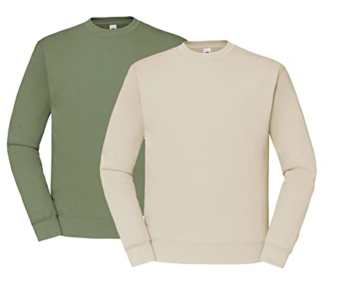 Fruit of the Loom Herren Classic Sweat -1x Olive, 1x Natural & 1x HLKauf Block - Größe: L von Fruit of the Loom