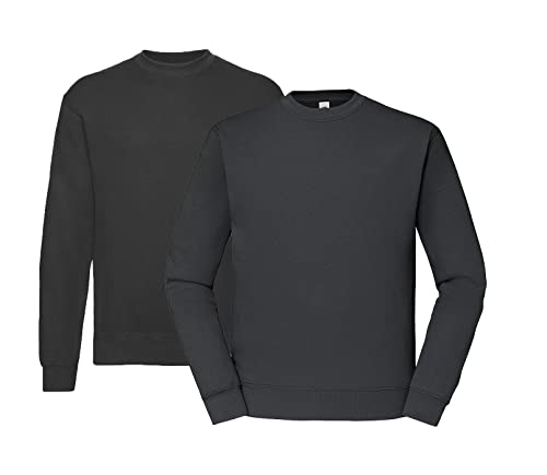 Fruit of the Loom Herren 62-202-0 Set-IN Sweatshirts 1er/2er - 1x Schwarz, 1x Graphit & 1x HLKauf Block - Größe: XL von Fruit of the Loom