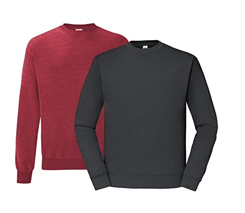 Fruit of the Loom Herren Classic Sweat -1x Vintage Red, 1x Graphit & 1x HLKauf Block - Größe: M von Fruit of the Loom