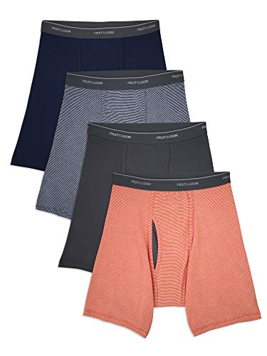 Fruit of the Loom Herren CoolZone Boxer Briefs Unterwäsche, Streifen/Solid, Large (5er Pack) von Fruit of the Loom