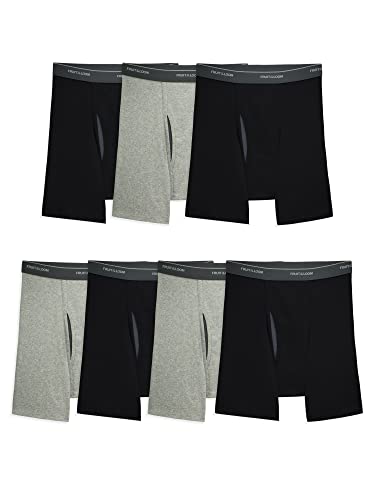 Fruit of the Loom Herren Coolzone Boxershorts, feuchtigkeitsableitend und atmungsaktiv, Multipacks Retroshorts, 7 Stück-Schwarz/Grau, Large von Fruit of the Loom