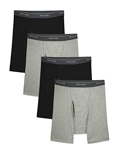 Fruit of the Loom Herren No Ride Up Boxershorts Unterwäsche, Schwarz/Grau, XX-Large (4er Pack) von Fruit of the Loom