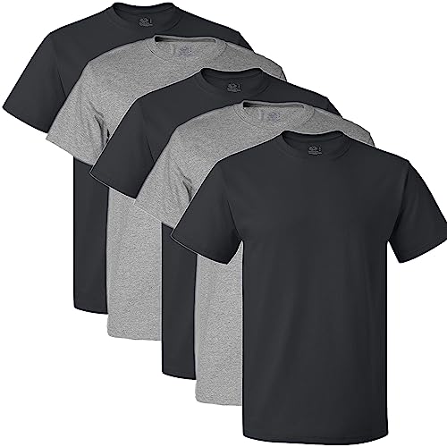 Fruit of the Loom Herren Crew Neck T-Shirt Multipack Unterhemd, Schwarz/Grau (5 Stück), XL (5er Pack) von Fruit of the Loom