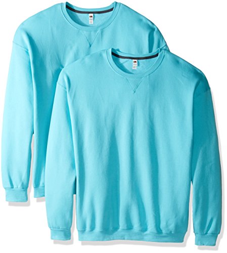 Fruit of the Loom Herren Crew Sweatshirt (2er-Pack), Blau - Scuba Blue, Large von Fruit of the Loom