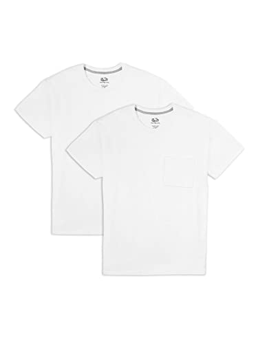Fruit of the Loom Herren Eversoft Baumwoll Taschen, Atmungsaktiv und Feuchtigkeitsableitend, mit Geruchskontrolle, Größen S-4x T-Shirt, 2er-Pack, Weiß, 4X von Fruit of the Loom