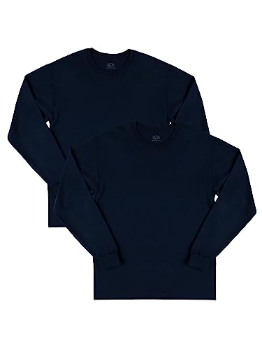Fruit of the Loom Herren Eversoft Baumwolle Langarm T-Shirts Atmungsaktiv Feuchtigkeitstransport mit Geruchskontrolle Gr en S-4X, Lang rmlig - Marineblau, L von Fruit of the Loom
