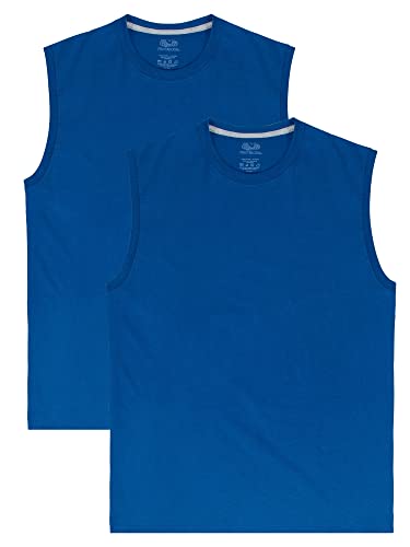 Fruit of the Loom Herren Eversoft Cotton Sleeveless T Shirts, Breathable & Moisture Wicking with Odor Control, Sizes S-4x Unterhemd, Muscle – 2er-Pack – Blau, L von Fruit of the Loom