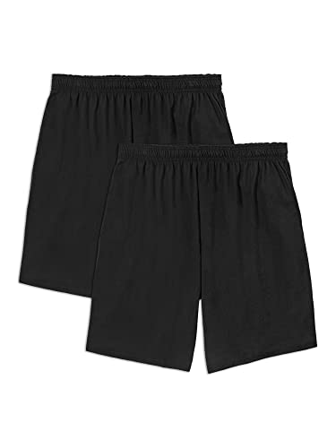 Fruit of the Loom Herren Eversoft Cotton with Pockets (S-4xl) Lässige Shorts, 2 Stück-Schwarz, Klein (2er Pack) von Fruit of the Loom
